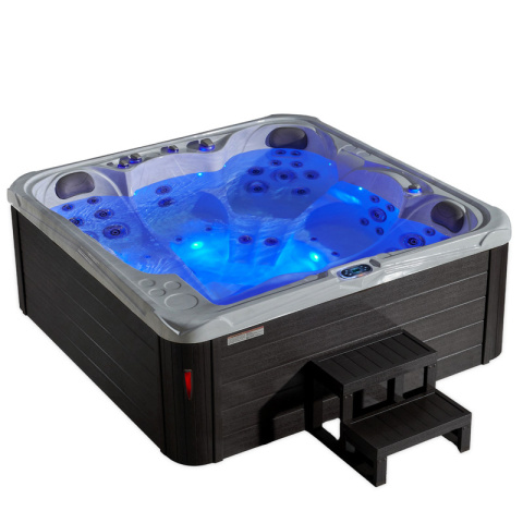 JACUZZI OGRODOWE WANNA SPA751 BIAŁY MARMUR OBUDOWA ANTRACYT 210x210 CM