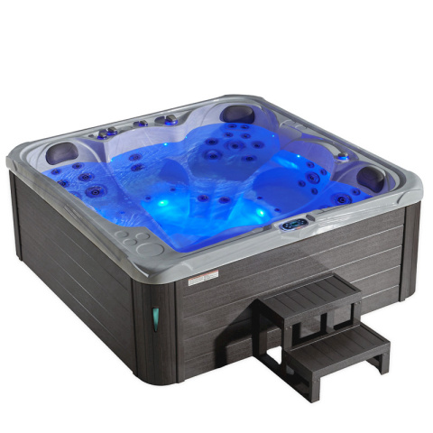 JACUZZI OGRODOWE WANNA SPA751 BIAŁY MARMUR OBUDOWA SZARA 210x210 CM