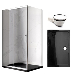 KABINA PRYSZNICOWA PROSTOKĄTNA Z BRODZIKIEM KZ103C/ST03C CHROM/CZARNY 120x80 CM