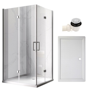 KABINA PRYSZNICOWA PROSTOKĄTNA Z BRODZIKIEM KZ12B/SXL03C CHROM/BIAŁY 100x80 CM