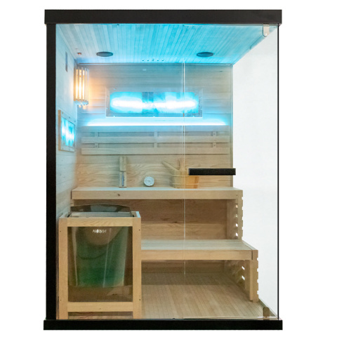 SAUNA FIŃSKA WYSOKOTEMPERATUROWA Z PIECEM LARK3/HARVIA 4,5KW 3-4 OSOBOWA 140x150 CM