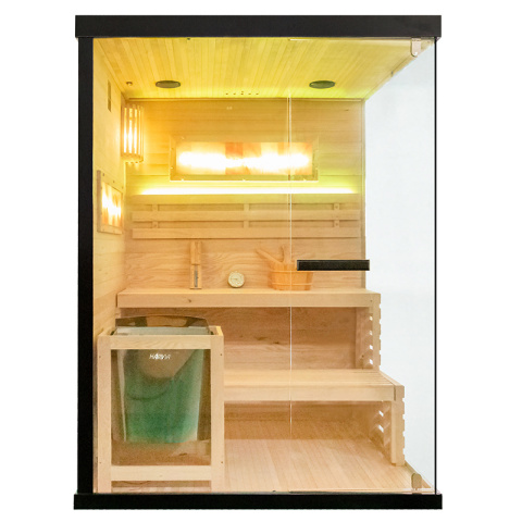 SAUNA FIŃSKA WYSOKOTEMPERATUROWA Z PIECEM LARK3/HARVIA 4,5KW 3-4 OSOBOWA 140x150 CM