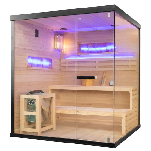 SAUNA FIŃSKA WYSOKOTEMPERATUROWA Z PIECEM LARK5/HARVIA 6KW 4-5 OSOBOWA 180x160 CM