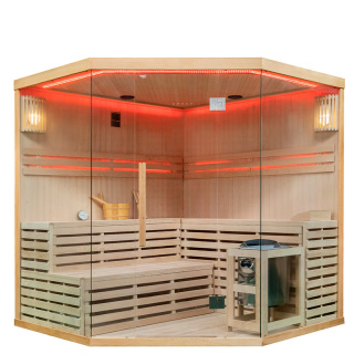 SAUNA FIŃSKA WYSOKOTEMPERATUROWA Z PIECEM OSLO6/HARVIA 8KW 5-6 OSOBOWA 200x200 CM