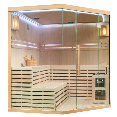 SAUNA FIŃSKA WYSOKOTEMPERATUROWA Z PIECEM OSLO6/HARVIA 8KW 5-6 OSOBOWA 200x200 CM