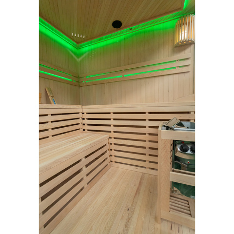 SAUNA FIŃSKA WYSOKOTEMPERATUROWA Z PIECEM OSLO6/HARVIA 8KW 5-6 OSOBOWA 200x200 CM