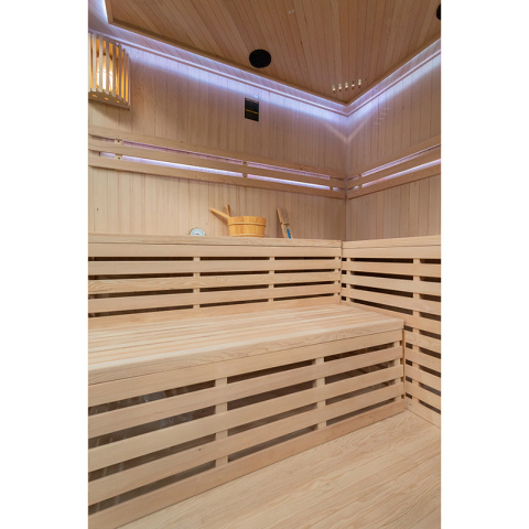 SAUNA FIŃSKA WYSOKOTEMPERATUROWA Z PIECEM OSLO6/HARVIA 8KW 5-6 OSOBOWA 200x200 CM