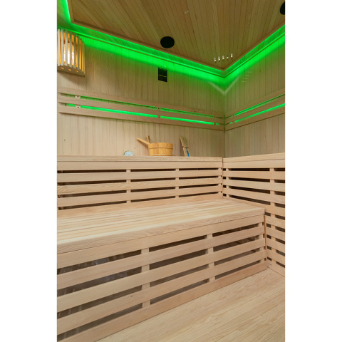 SAUNA FIŃSKA WYSOKOTEMPERATUROWA Z PIECEM OSLO6/HARVIA 8KW 5-6 OSOBOWA 200x200 CM