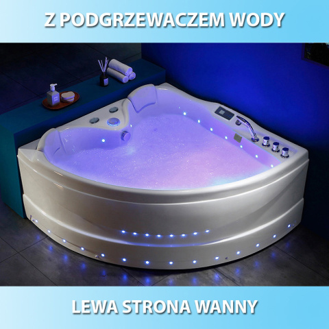 WANNA Z HYDROMASAŻEM ROMA 764 LEWA BIAŁA 150x150 CM