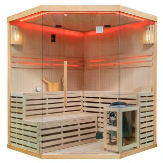 SAUNA FIŃSKA WYSOKOTEMPERATUROWA Z PIECEM OSLO6/HARVIA 8KW 5-6 OSOBOWA 200x200 CM