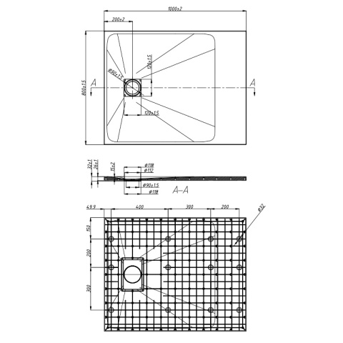 BRODZIK PRYSZNICOWY KAMIENNY PROSTOKĄT SLIM RIKO CZARNY WZÓR MARMUR 100x80