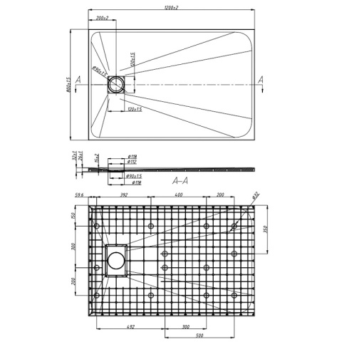 BRODZIK PRYSZNICOWY KAMIENNY PROSTOKĄT SLIM RIKO CZARNY WZÓR MARMUR 120x80