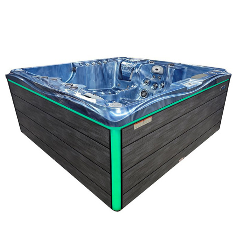 JACUZZI OGRODOWE WANNA SPA747 NIEBIESKA FALA OCEANU OBUDOWA SZARA DESKA F22 210x210 CM