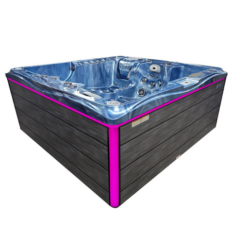 JACUZZI OGRODOWE WANNA SPA747 NIEBIESKA FALA OCEANU OBUDOWA SZARA DESKA F22 210x210 CM