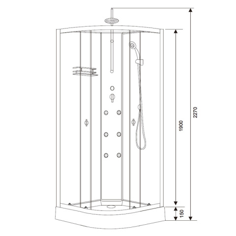 KABINA PRYSZNICOWA Z HYDROMASAŻEM WSH7703B 90x90 CM