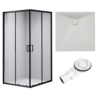 KABINA PRYSZNICOWA KWADRATOWA Z BRODZIKIEM BL30B/RIKO CZARNA/SZARY 90x90 CM