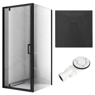 KABINA PRYSZNICOWA KWADRATOWA Z BRODZIKIEM KZ04C/RIKO CZARNA/CZARNY 90x90 CM