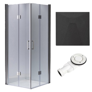 KABINA PRYSZNICOWA KWADRATOWA Z BRODZIKIEM KZ1290B/RIKO CHROM/CZARNY 90x90