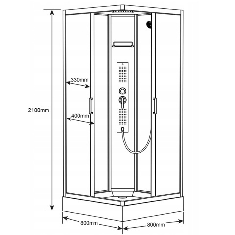 KABINA PRYSZNICOWA Z HYDROMASAŻEM WSH312A 80x80 CM